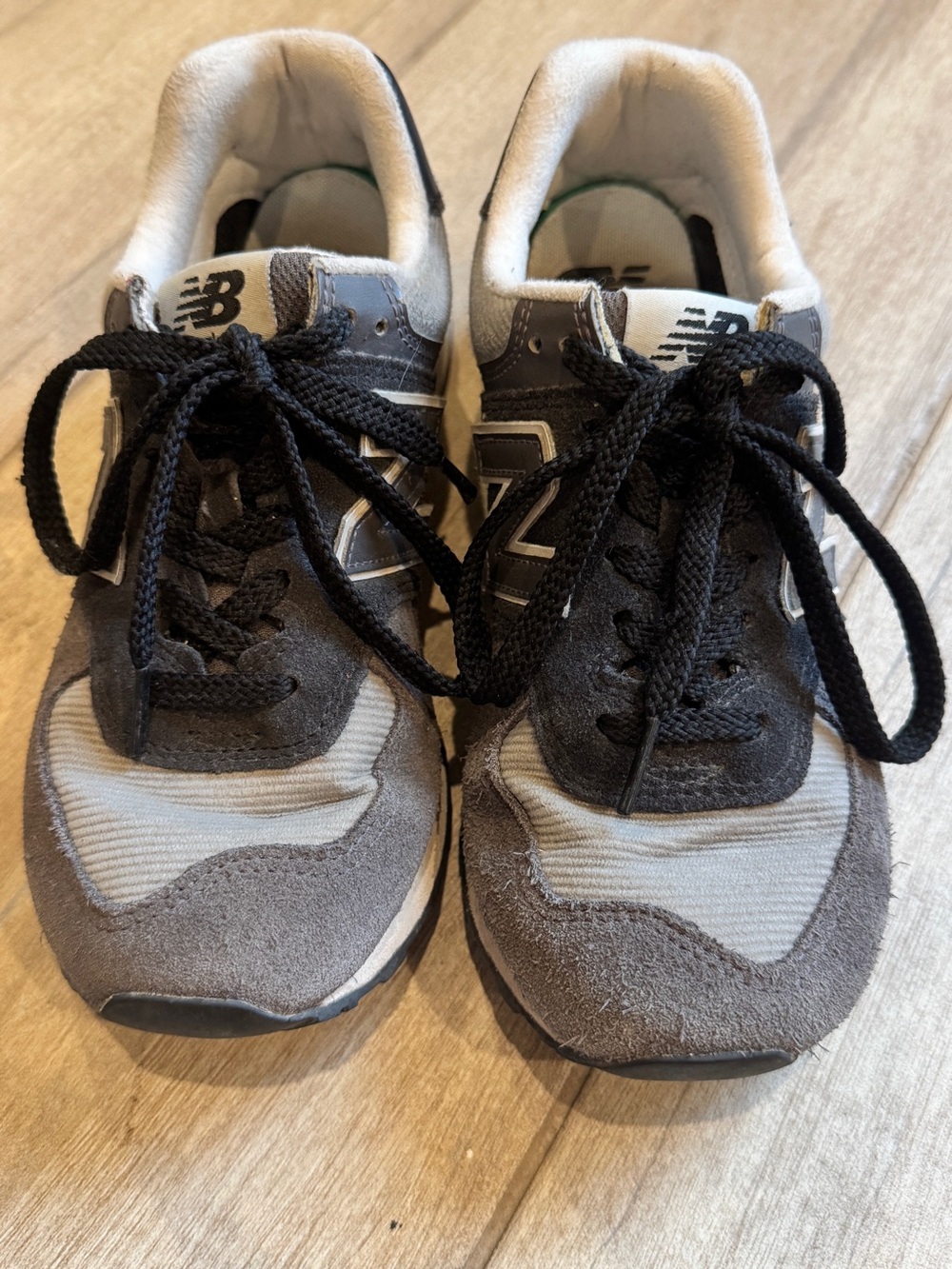 New Balance Gray and Black Suede Mesh Sneakers